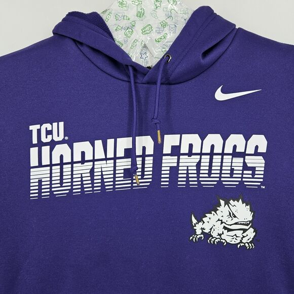 TCU Horned Frogs Hoodie Mens Large Nike Sweatshirt Purple Pullover Dri Fit - Picture 2 of 9